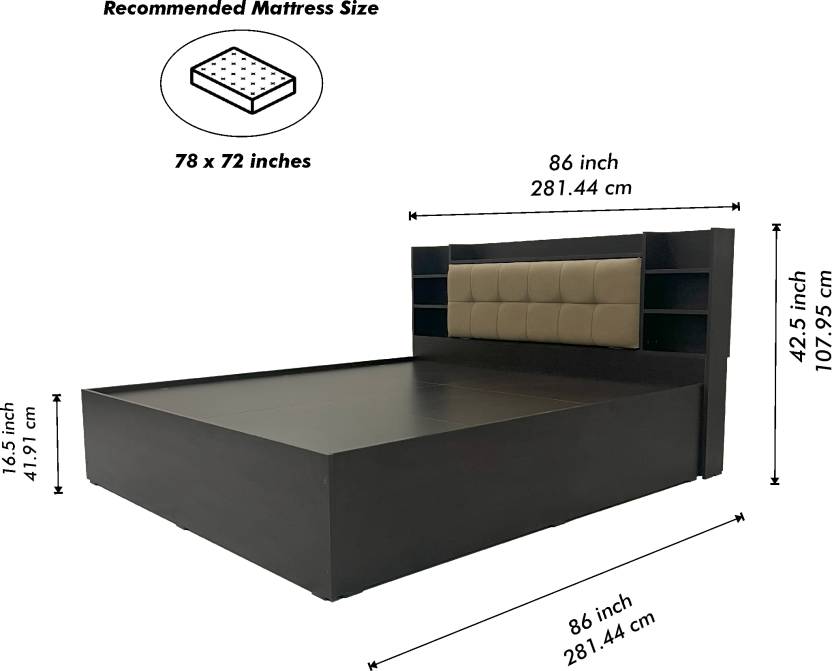raywud ZenRest Engineered Wood King Box Bed  (Finish Color - Wenge, Delivery Condition - Knock Down)
